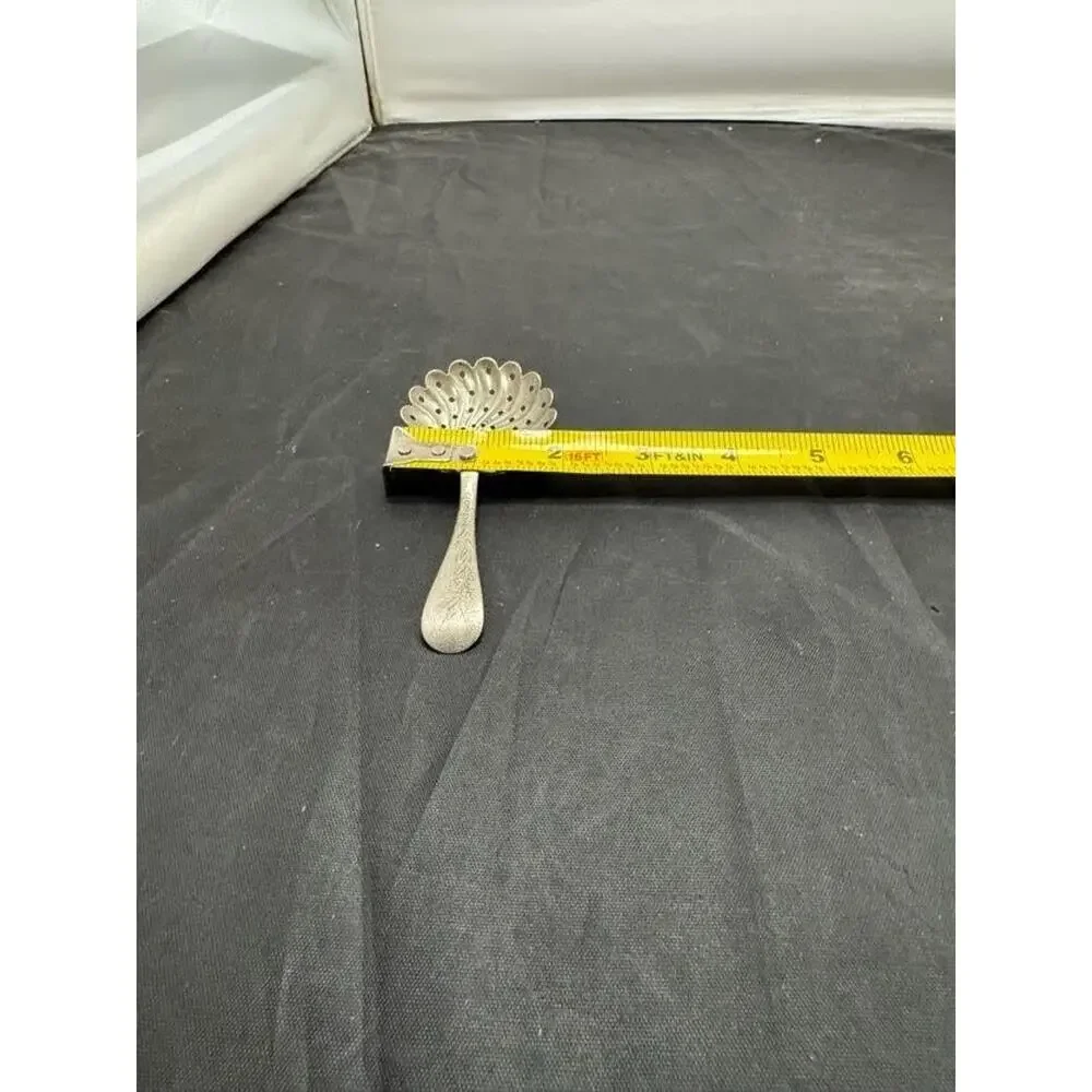 Antique NF Nickel Silver Co Julep Strainer Bon Bon Nut Spoon Scalloped Shell 4